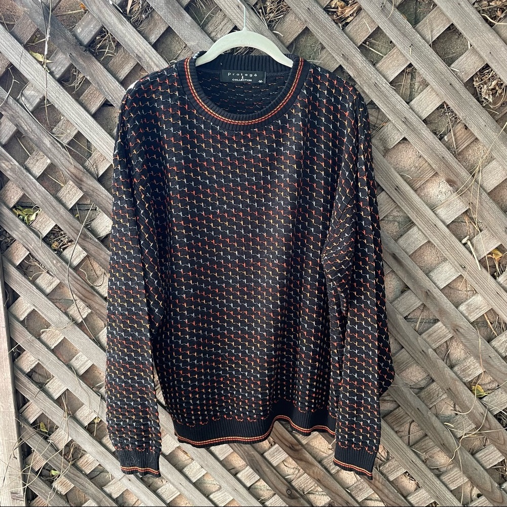 PROTEGE Collection Black Multicolor Coogi Threaded Textured Sweater Size Medium